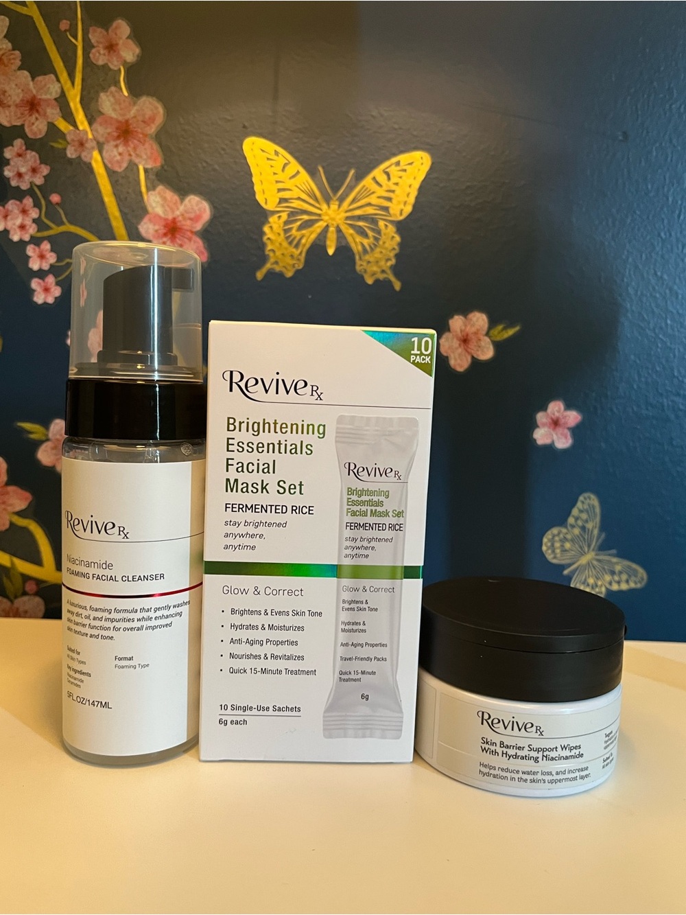 ReviveRx Brightening Facial Set - Niacinamide Cleanser & Mask Sachets